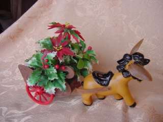   Cart CHRISTMAS Centerpiece Decoration Kitschy blow mold plastic  