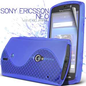 BLUE S LINE WAVE GEL CASE & SCREEN GUARD FOR SONY ERICSSON XPERIA NEO 