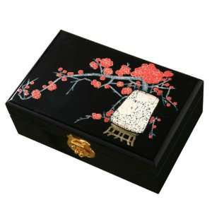   Jewelry Box With Mirror   Red Plum Tree Blossom Design: Home & Kitchen