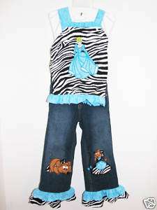 Custom boutique ZEBRA cindy princess jeans set DIN  