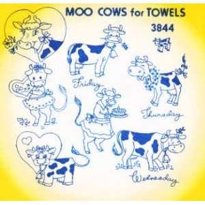  8009 PT R Moo Cows for Towels by Aunt Marthas 3844: Arts 