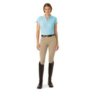   Ladies Microweave Side Zip Show Knee Patch Breeches 