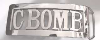 Rockabilly CHERRY BOMB C Bomb SILVER Custom Belt BUCKLE  