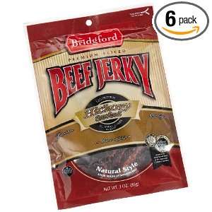 Bridgford Hickory Smoked Beef Jerky, 3 Ounce Pouches (Pack of 6 