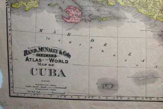 1892 CUBA with DETAILED Inset of HAVANA HARBOR * Rand McNally MUST SEE 