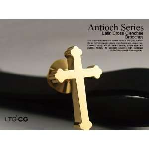    Antioch Series 18k Plated Gold Latin Cross Brooches Jewelry