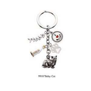  Tabby Kitty Cat   5 Charms Keychain   Gift for Cat Lover 
