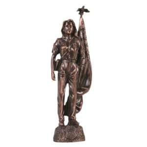  Female Police Patriot Themed Antique Bronze Statue, 11 