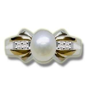  .10 ct 6 6.5mmm Pearl Ladies Ring T/T Jewelry