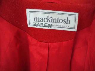 Vtg 80s WOOL 3/4 Mackintosh Swing Pea Coat Jacket Red 4  