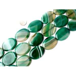  30x40 oval gemstone green banded agate beads strand 15 