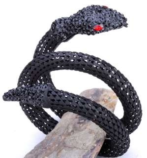 Black swarovski crystal stretch snake bracelet 1  