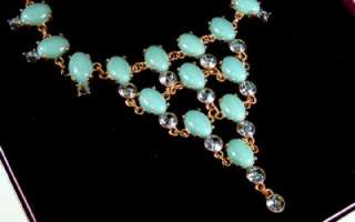 Suzanne Somers Turquoise Rhinestone Festoon Necklace  