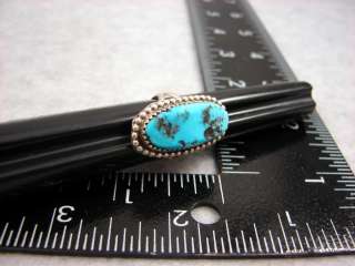 vintage Navajo ring blue turquoise Old Pawn size 4 sterling silver 