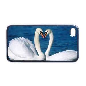  Swans love heart Apple RUBBER iPhone 4 or 4s Case / Cover 