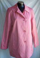 Sz XL Gallery cotton blend pink unbelted short Spring trench rain coat 