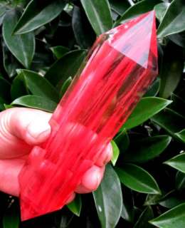 long Cherry Red QUARTZ CRYSTAL DT WAND POINT RAINBOW  