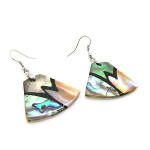    Silvertone Copper Rainbow Abalone Shell Fashion Earrings: Jewelry