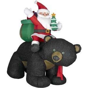   Inflatable Woodland Santa Riding on a Black Bear 