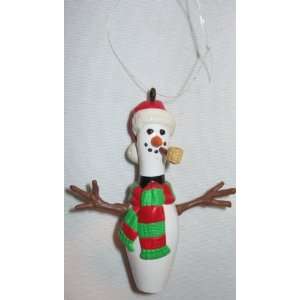  Decorative Snowman Bowling Pin Ornament 3 Inches Tall 