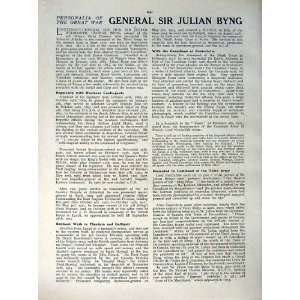   1917 WORLD WAR PORTRAIT SIR JULIAN BYNG CANADIAN ARMY: Home & Kitchen