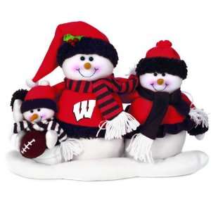 16.5 NCAA Wisconsin Badgers Plush Snowman Family Christmas Decoration