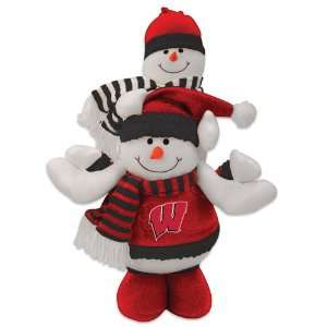   Wisconsin Badgers Plush Double Stacked Snowman Christmas Decoration