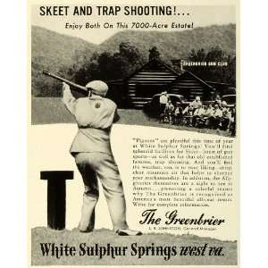  1941 Ad Greenbrier Resort Club Trap Shooting Hunting White 