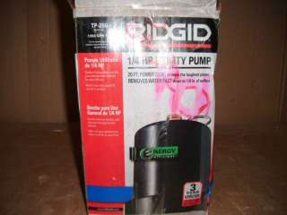 RIDGID 1/4 HP SUBMERSIBLE UTILITY PUMP MODEL # TP 250  