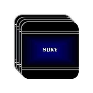 Personal Name Gift   SUKY Set of 4 Mini Mousepad Coasters (black 