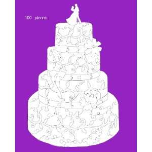 Wedding Cake ~ Wedding Guest Book Wooden Jigsaw Puzzle 100 