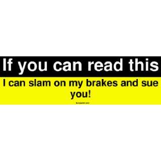 If you can read this I can slam on my brakes and sue you! Large Bumper 