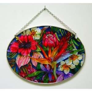   Stained Glass Hawaiian Tropical Floral Flower Art: Home & Kitchen