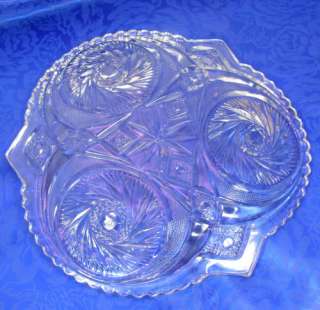 McKee Glass Aztec Double Buzz Saw Cake Plate/Dish EAPG 10 1/2 wide 