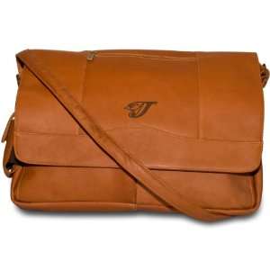 Pangea Tan Leather Laptop Messenger Bag   Toronto Blue Jays:  