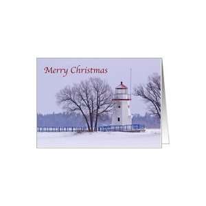  Merry Christmas Lighthouse Cheboygan Michigan Greeting 