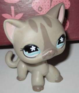 468 Gray Striped Littlest Pet Shop Cat Star Eyes  