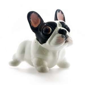  White with Black Head French Bull Dog Bank Baby