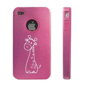   4S 4G Pink D1576 Aluminum & Silicone Case Cover Cute Giraffe Cartoon