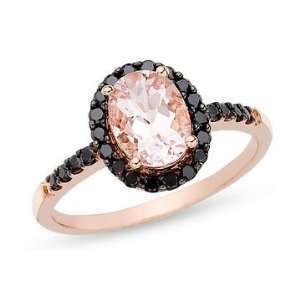   Carat Morganite and Black Diamond 14K Pink Gold Ring Jewelry