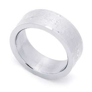  8MM Stainless Steel Tribal Design Wedding Band Ring (Size 