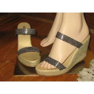   Secret Black & White Snakeskin Sandals Size 9 