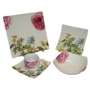 Three Star Rose Blossom Modello Fine Porcelain Dinnerware Set 20 Piece 