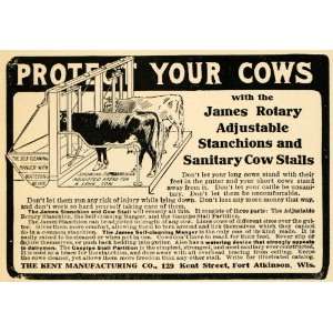  1907 Ad James Rotary Stanchion Cow Stalls Fort Atkinson 