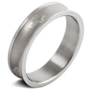  MENS Silver Stainless Steel Cross Rings Wedding Band Size 