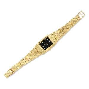  10k Black Dial Square Face Nugget Watch Jewelry