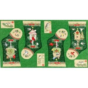 44 Wide All Spruced Up Christmas Birds Stocking Panel 