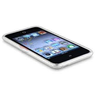 Clear White Circle TPU Skin Gel Case Cover+Privacy Film For iPod touch 