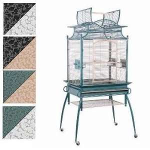   Pet Supplies Veranda Open Top Green & Gray Bird Cage: Pet Supplies