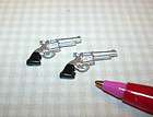 Miniature Detailed Pair of Plastic Black Handled Pistols: DOLLHOUSE 